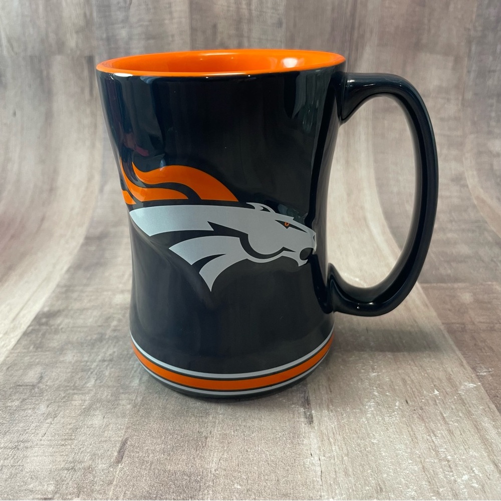 2017 NFL Denver Broncos Embossed Logo Mug Ceramic Dark Blue White & Orange
